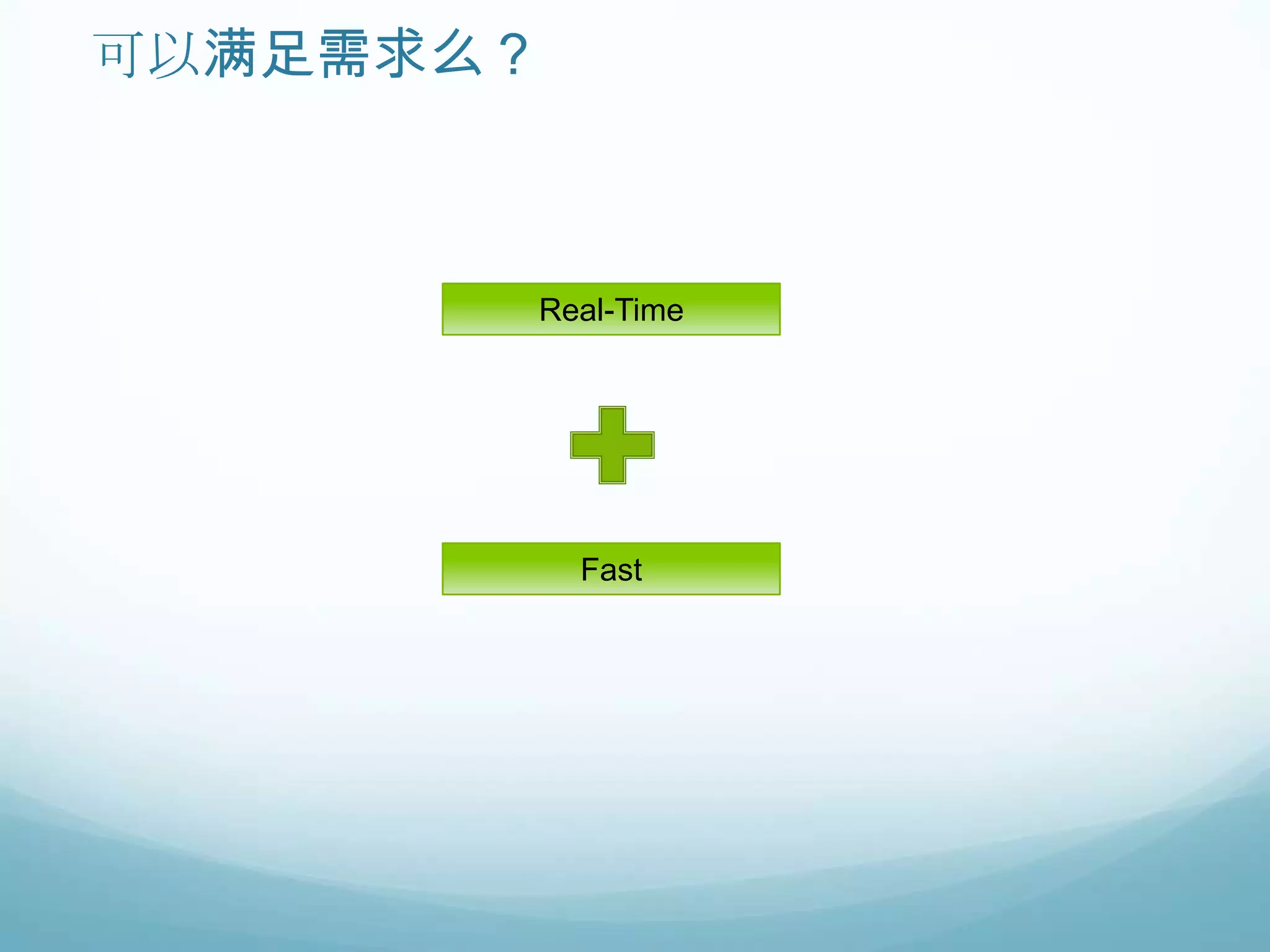 可以满足需求么？



       Real-Time




           Fast
 