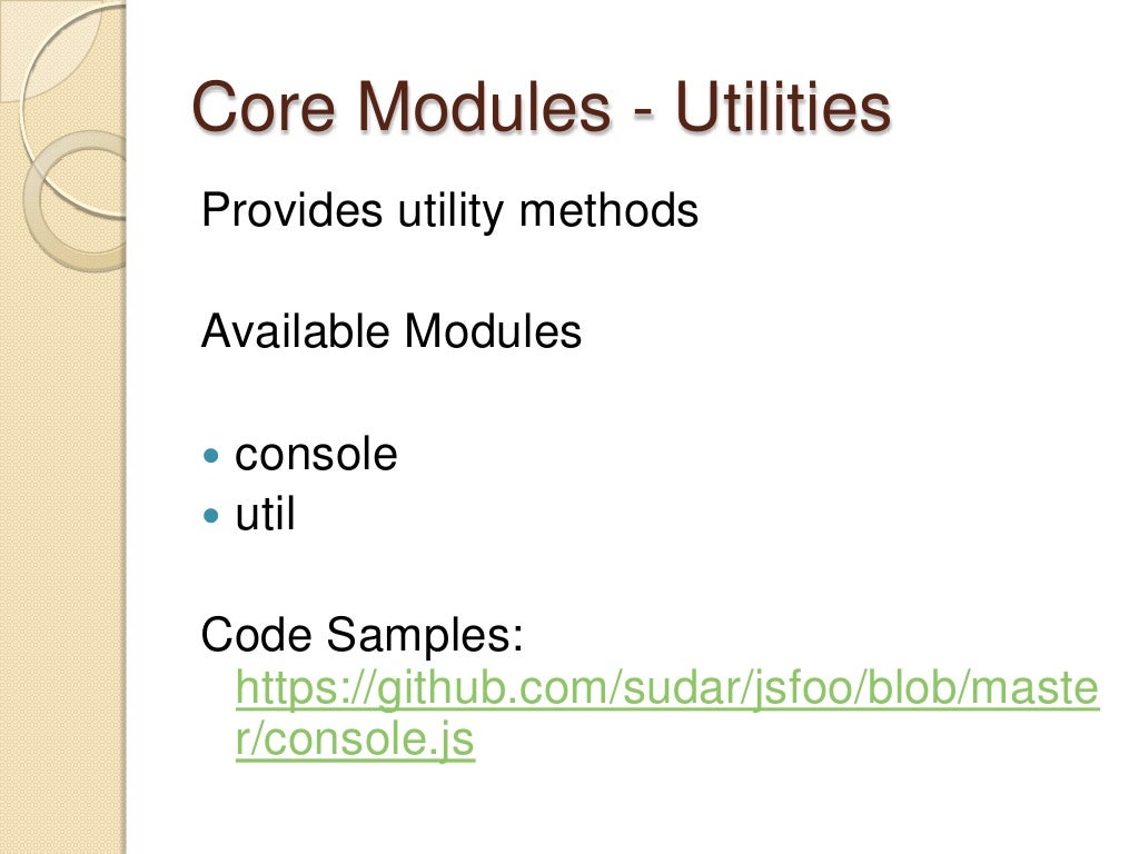 Core Modules Utilities Provides