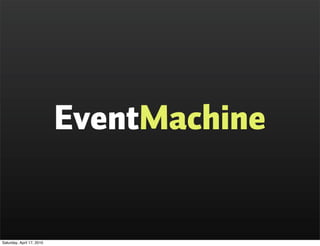 EventMachine


Saturday, April 17, 2010
 