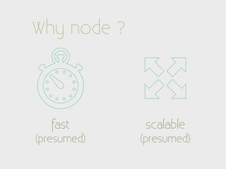 Why node ?




   fast       scalable
(presumed)   (presumed)
 