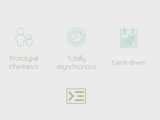 Prototypal      Totally
                             Event-driven
inheritance   asynchronous
 