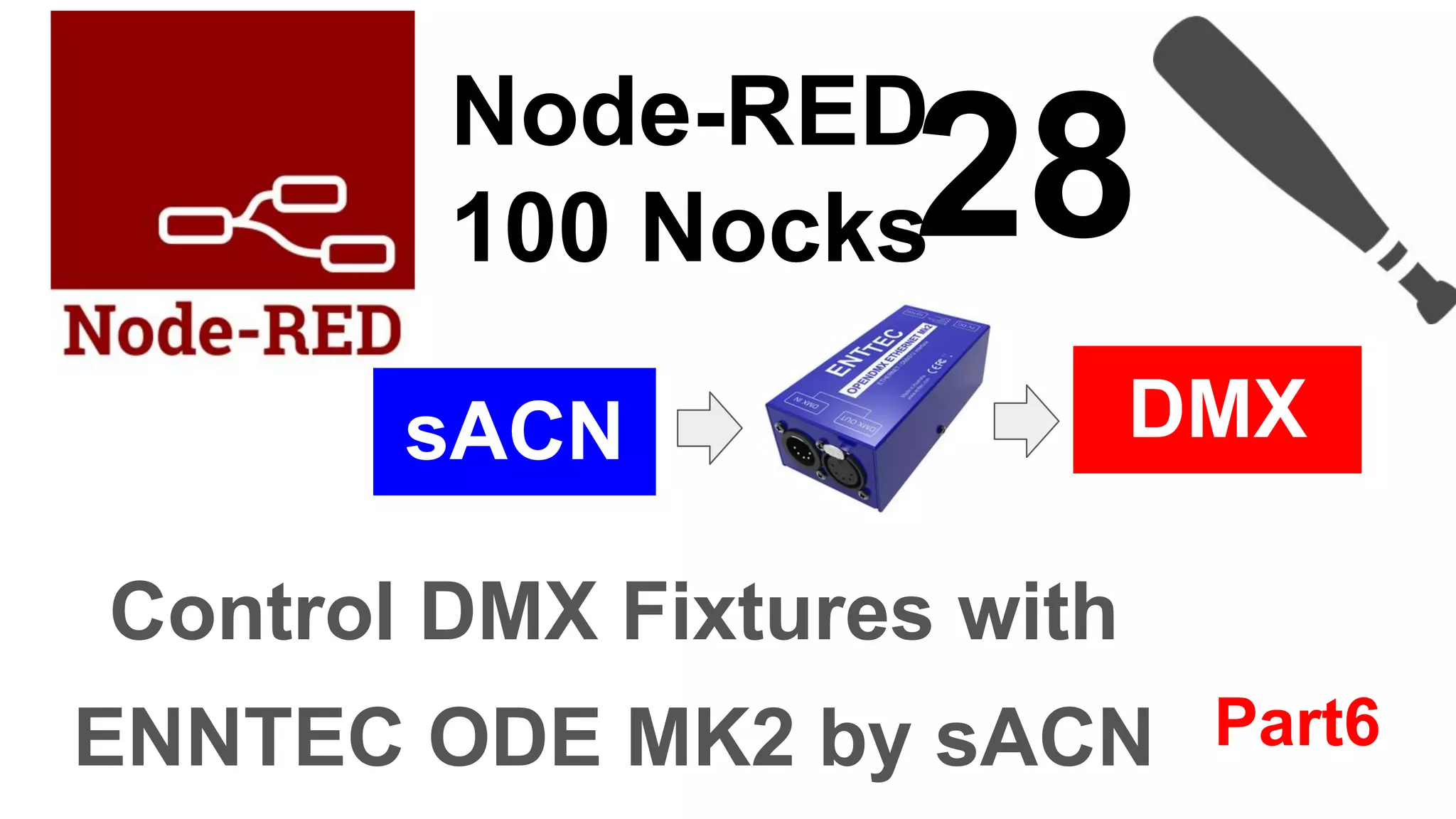 Node-RED
100 Nocks
Control DMX Fixtures with
ENNTEC ODE MK2 by sACN
sACN DMX
Part6
28
 