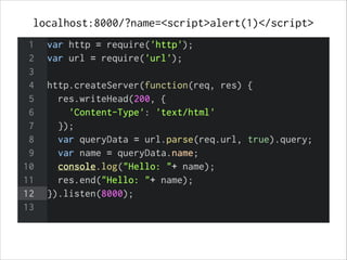 localhost:8000/?name=<script>alert(1)</script>
 