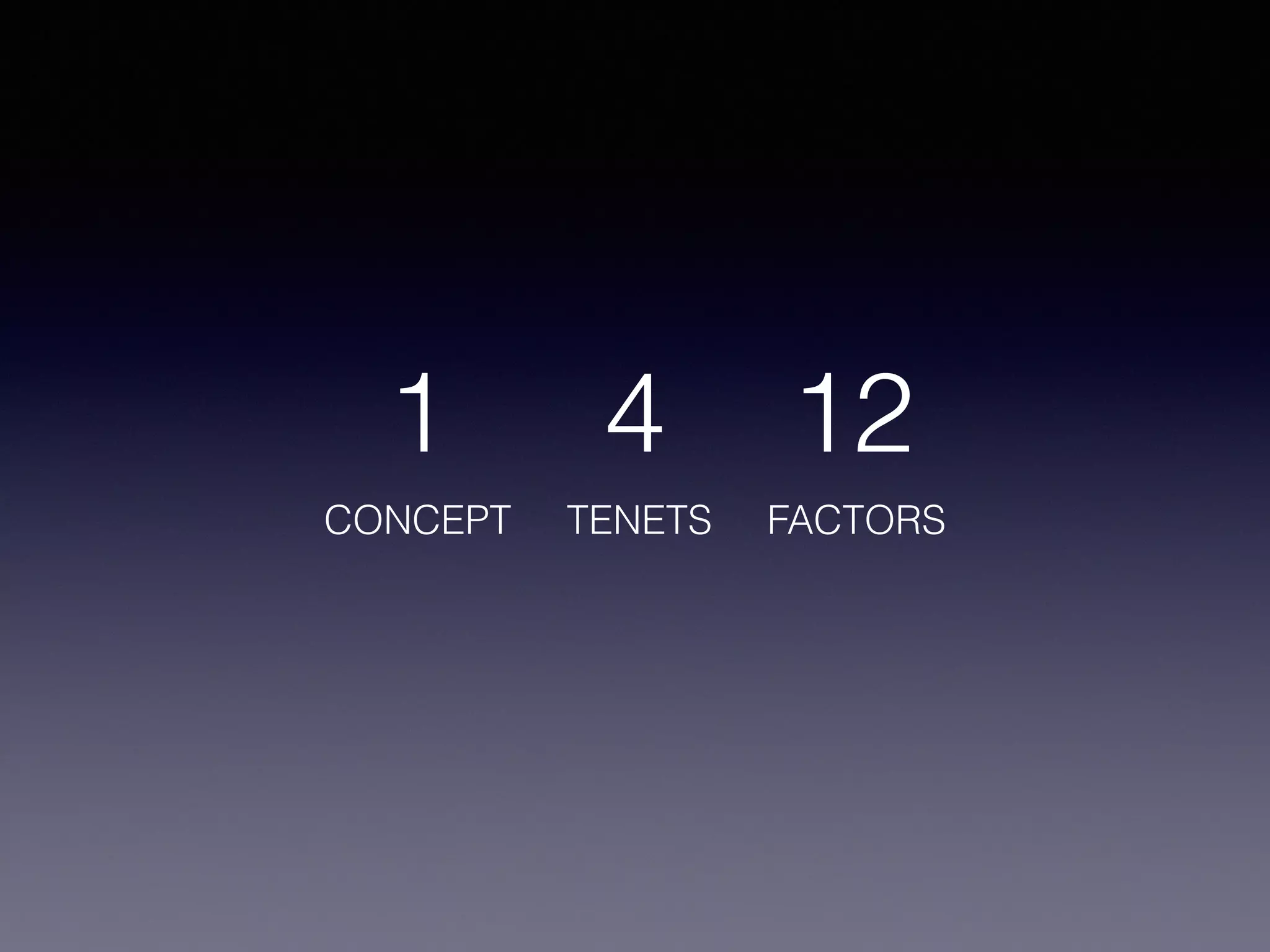 1 4 12 
CONCEPT TENETS FACTORS 
 