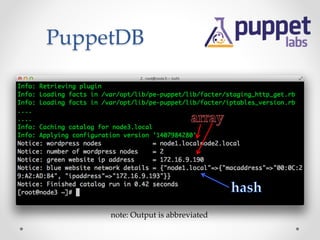 PuppetDB 
note: Output is abbreviated 
 
