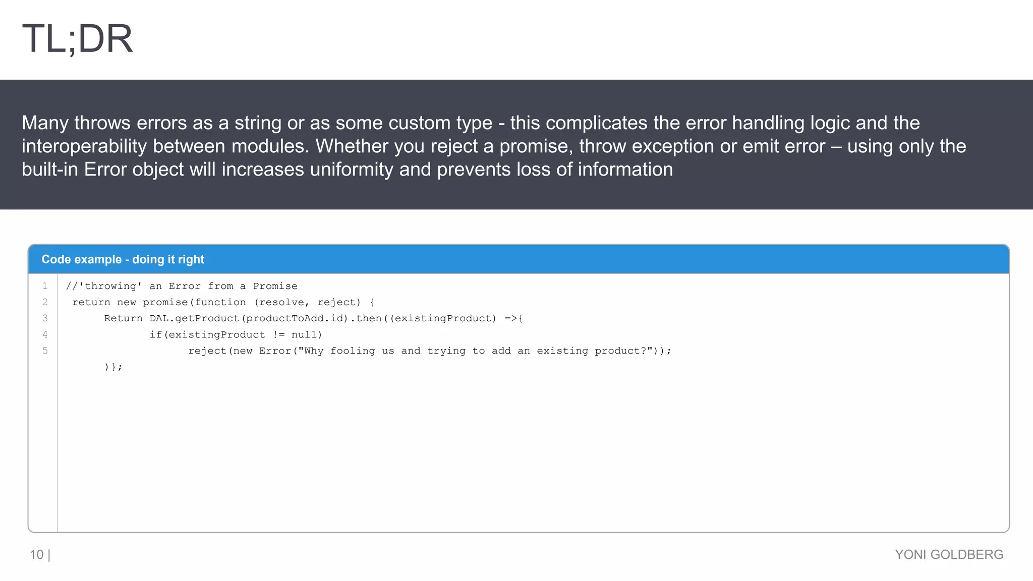Node.JS error handling best practices | PPTX | Web Development | Internet