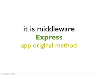 it is middleware
Express
app original method
Thursday, September 5, 13
 