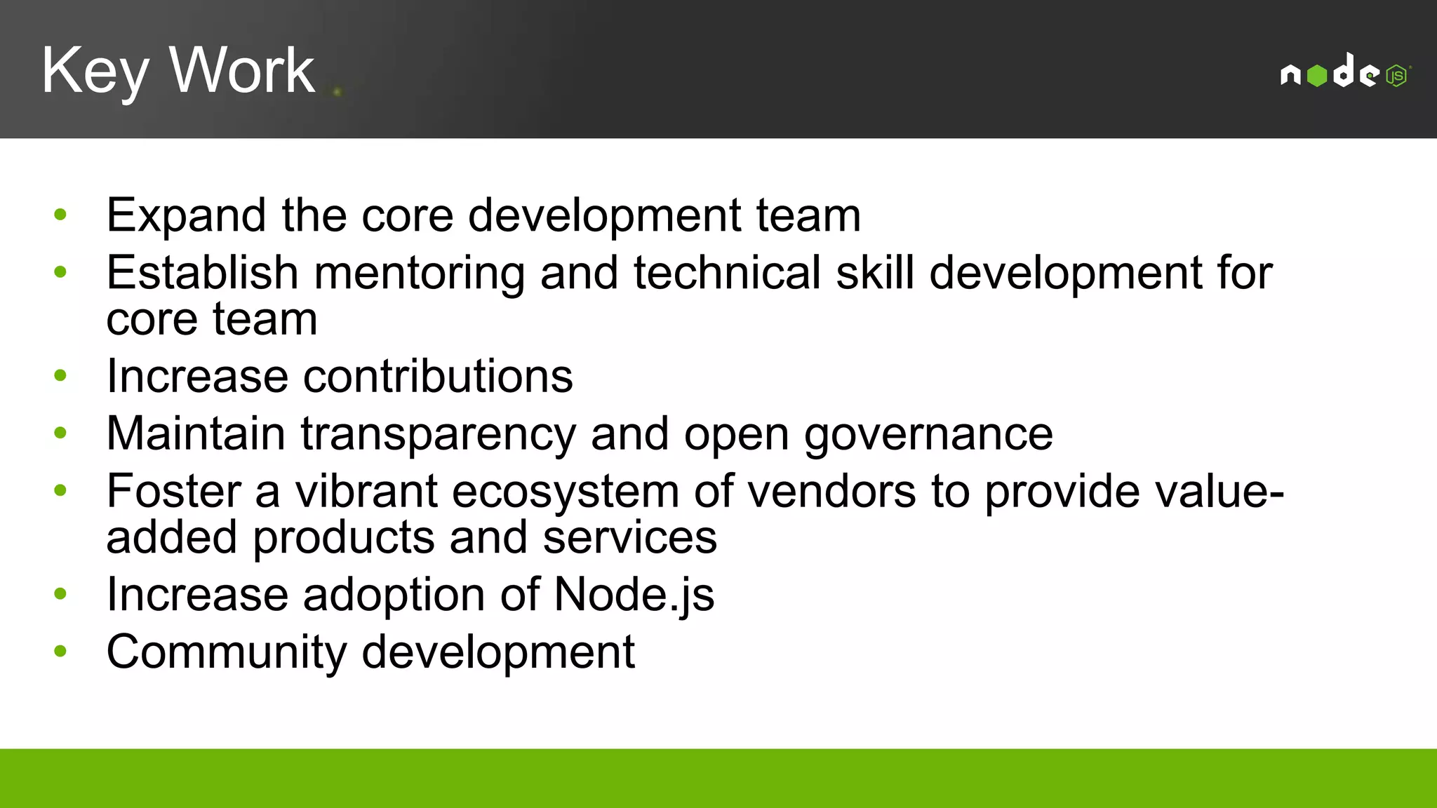 What the Foundation Does
Guide Business
Decisions
Facilitate Technical
Development
Build Ecosystem
through Marketing,
Events, AR/PR
Legal/IP
Education and
Evangelism
Community
Management
 