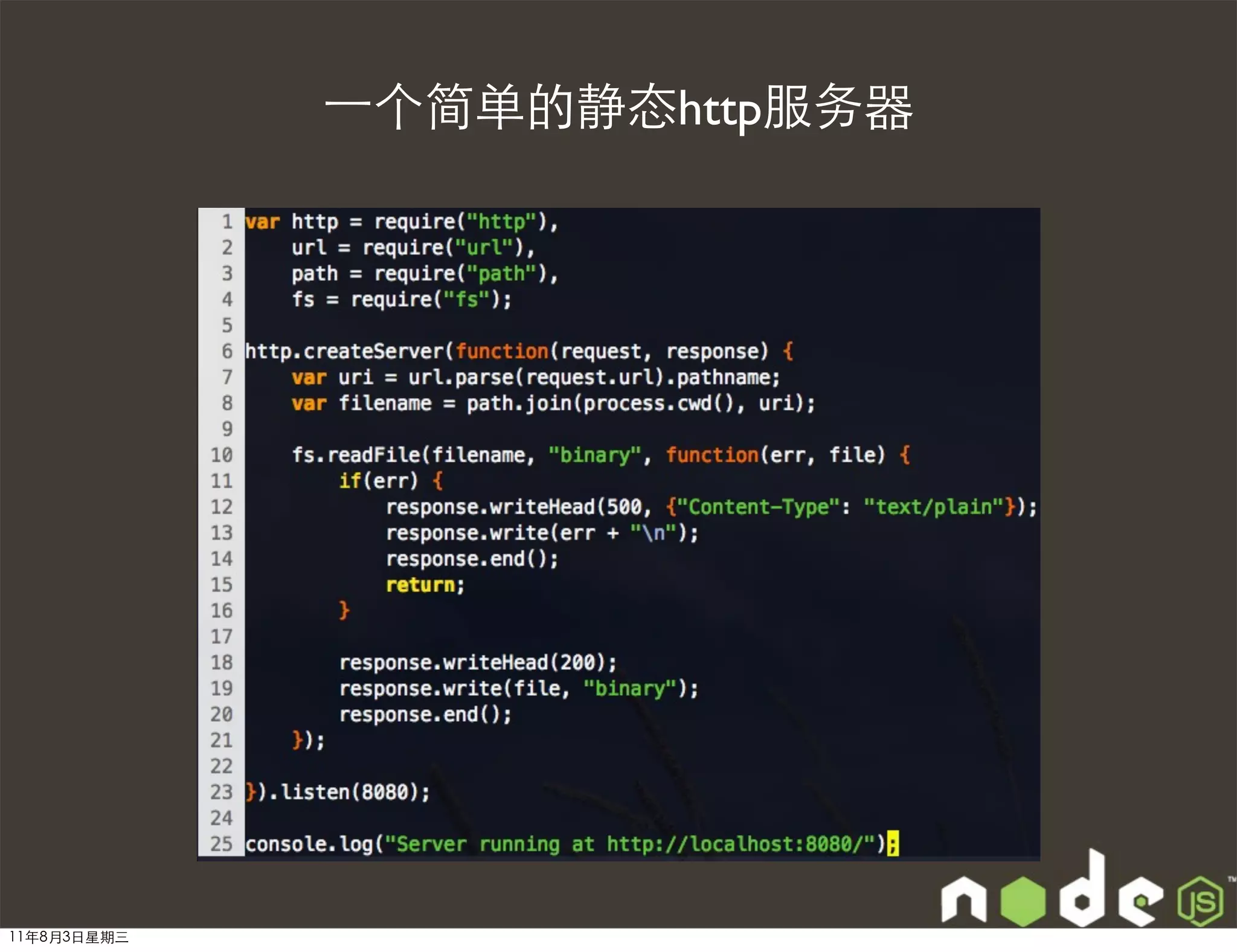 ⼀一个简单的静态http服务器




11年8月3日星期三
 