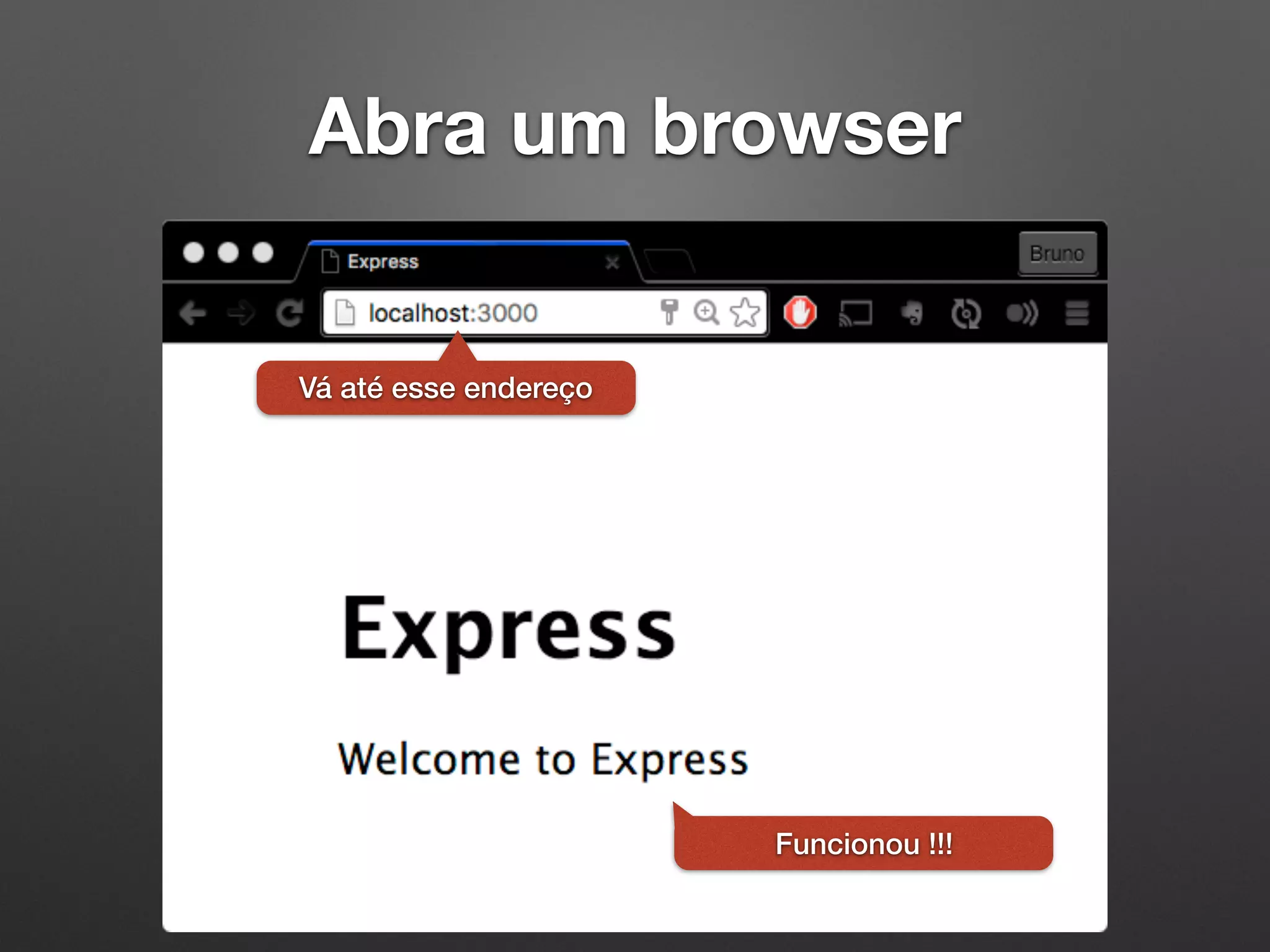Abra um browser
Vá até esse endereço
Funcionou !!!
 