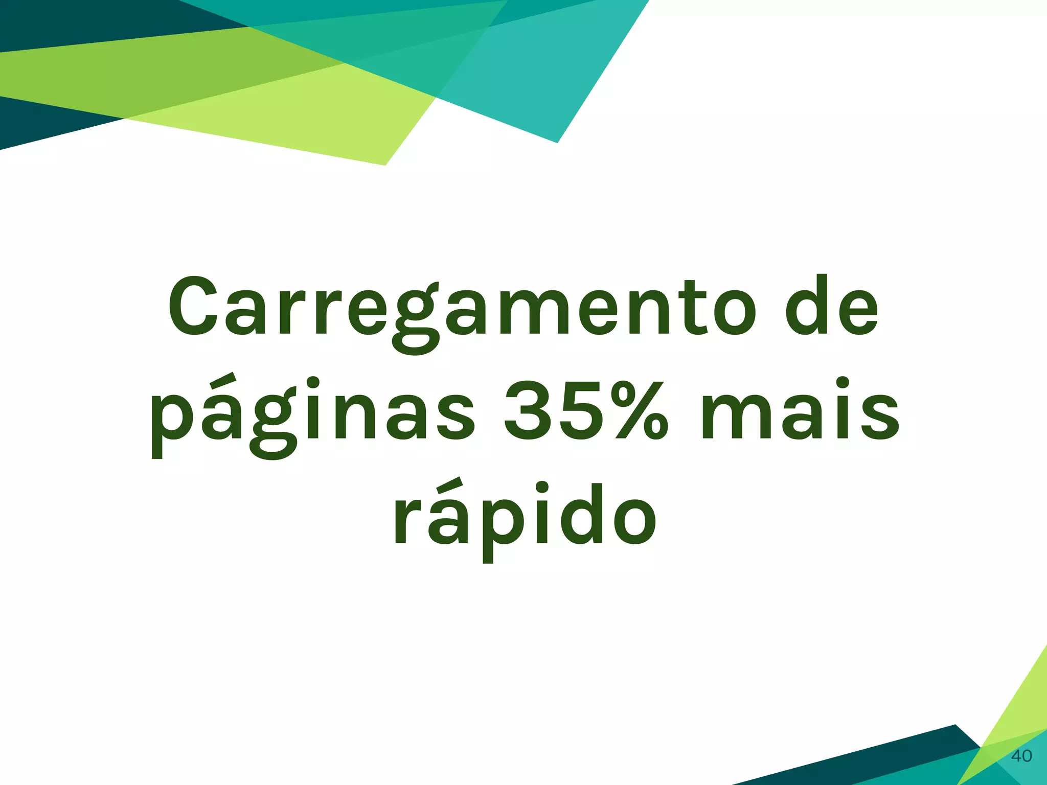 Carregamento de
páginas 35% mais
rápido
40
 