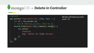 - Delete in Controller
All data will select by email
email = id
 