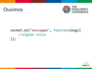 Globalcode – Open4education
Ouvimos
socket.on("mensagem", function(msg){
//alguma coisa
});
 