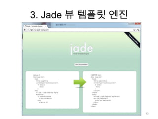 3. Jade 뷰 템플릿 엔진




                   13
 