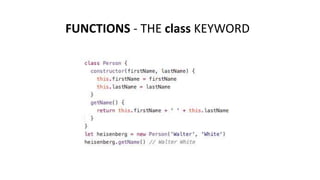 FUNCTIONS - THE class KEYWORD
 