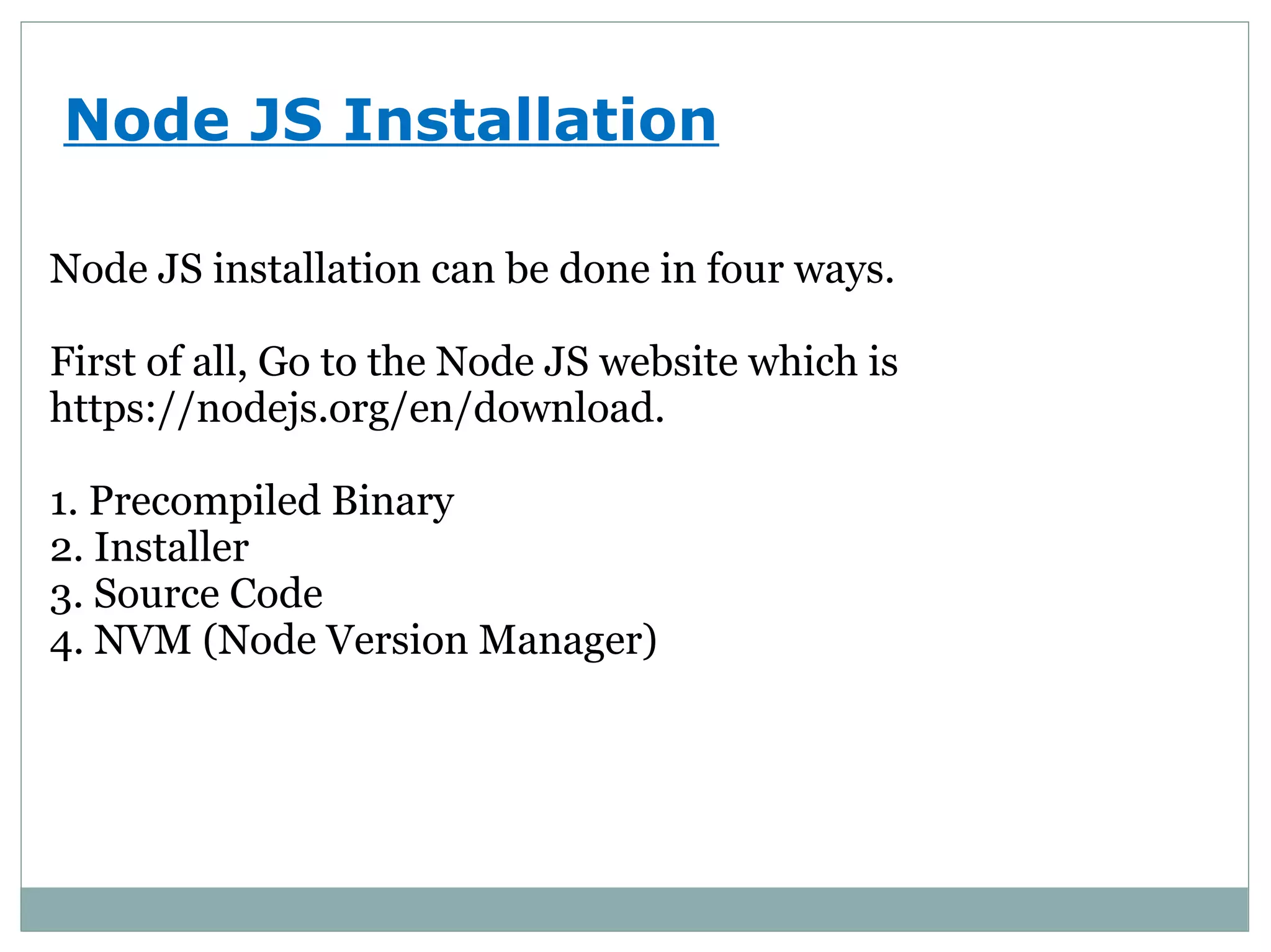 Node.js Basics | PPT | Web Development | Internet