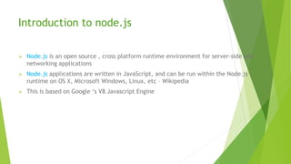 Node js Introduction | PPTX