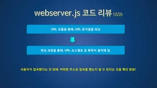 URL 모듈을 통해, URL 문자열을 파싱
파싱 과정을 통해, URL 요소별로 값 획득이 용이해 짐.
사용자가 접속했다는 것 외에, 어떠한 주소로 접속을 했는지 알 수 있다는 것을 확인 완료!
 