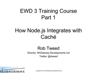 Copyright © 2016 M/Gateway Developments Ltd
EWD 3 Training Course
Part 1
How Node.js Integrates with
Global Storage Databases
Rob Tweed
Director, M/Gateway Developments Ltd
Twitter: @rtweed
 