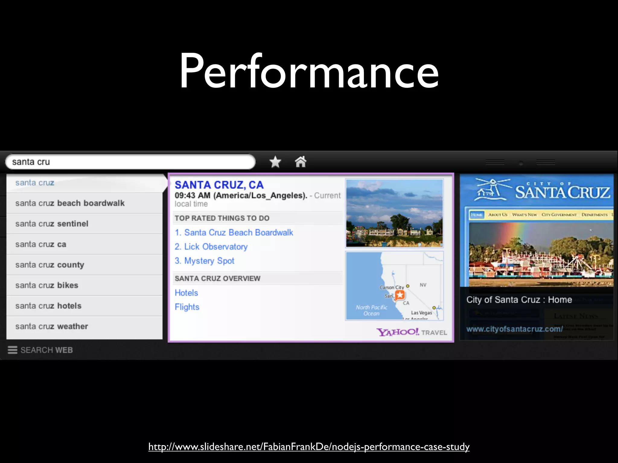 Performance




http://www.slideshare.net/FabianFrankDe/nodejs-performance-case-study
 