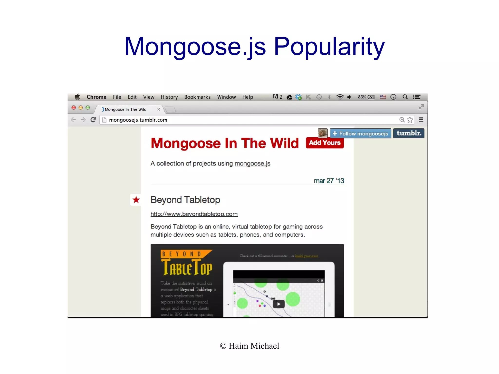 © Haim Michael Mongoose.js Popularity 