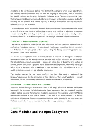 Comprehensive Professional Guide to Node.js Development in 2026 | PDF