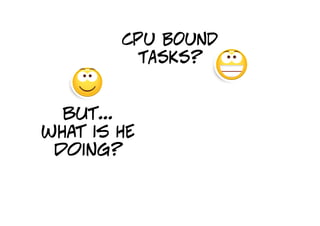 CPU BOUND
          TASKS?

             ...OR I/o
  but...       BOUND
what is HE    TASKS?
 doing?
 