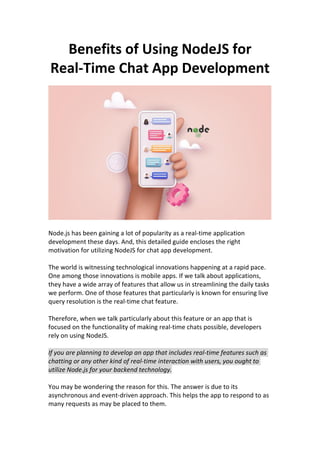 Benefits of Using NodeJS for Real-Time Chat App Development | PDF