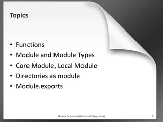 Nodejs functions & modules | PPTX | Web Development | Internet