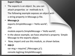 Nodejs functions & modules | PPTX