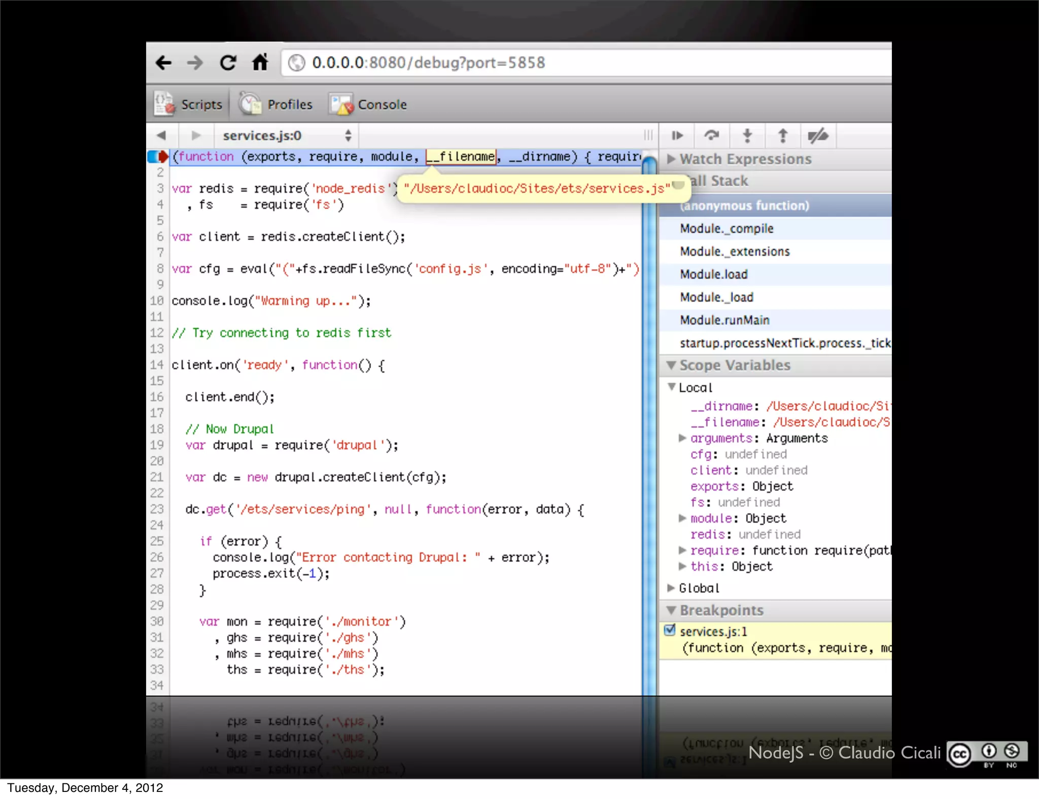 NodeJS - © Claudio Cicali
Tuesday, December 4, 2012
 