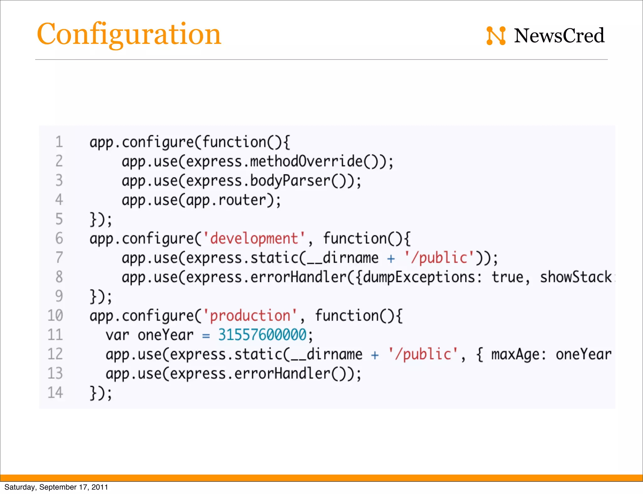 Configuration NewsCred Saturday, September 17, 2011 