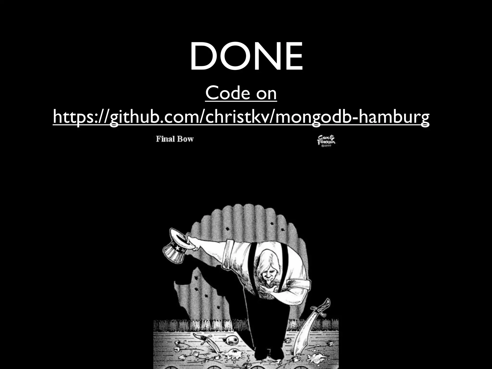DONE Code on https://github.com/christkv/mongodb-hamburg 