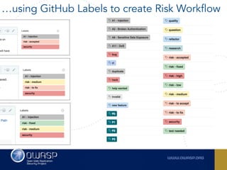 …using GitHub Labels to create Risk Workflow
 