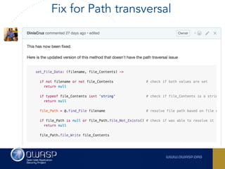 Fix for Path transversal
 
