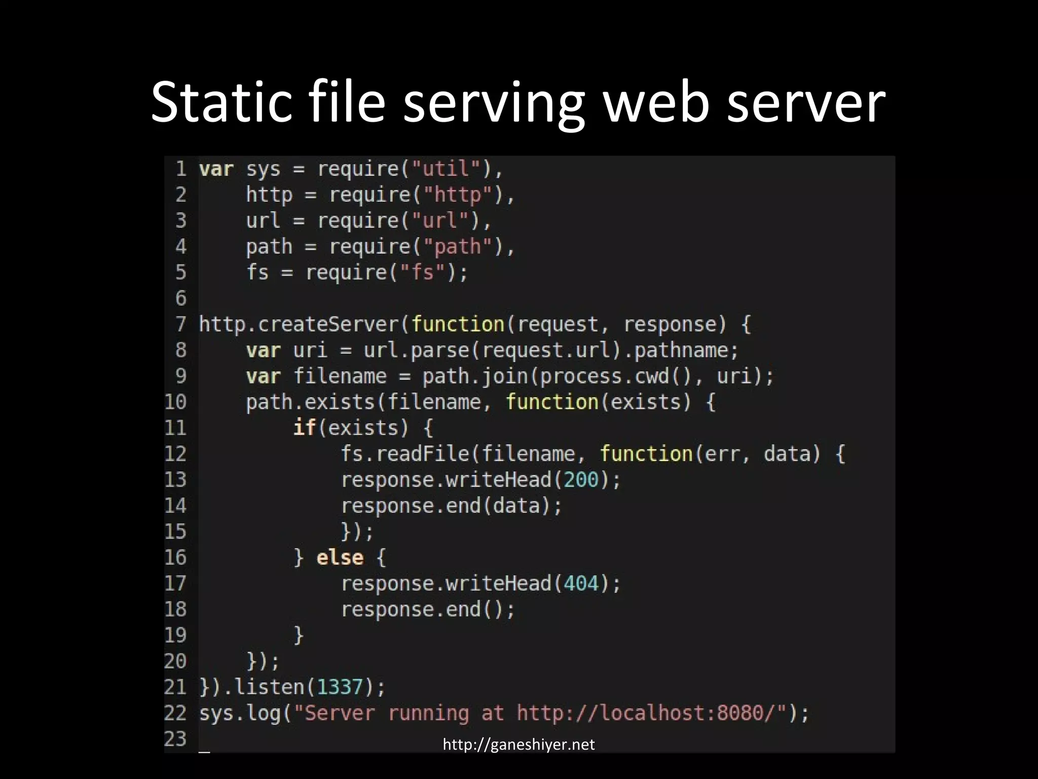Static file serving web server




           http://ganeshiyer.net
 