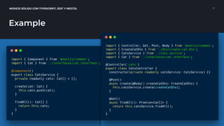 NODEJS SÓLIDO CON TYPESCRIPT, JEST Y NESTJS. 17
Example
 
