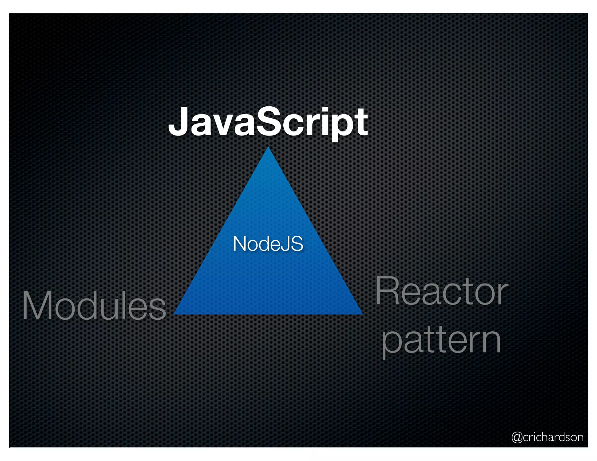 @crichardson
NodeJS
JavaScript
Reactor
pattern
Modules
 