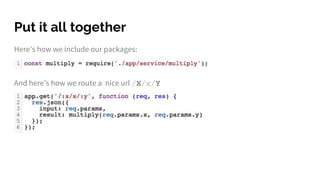 Put it all together
Here’s how we include our packages:
And here’s how we route a nice url /X/x/Y
 