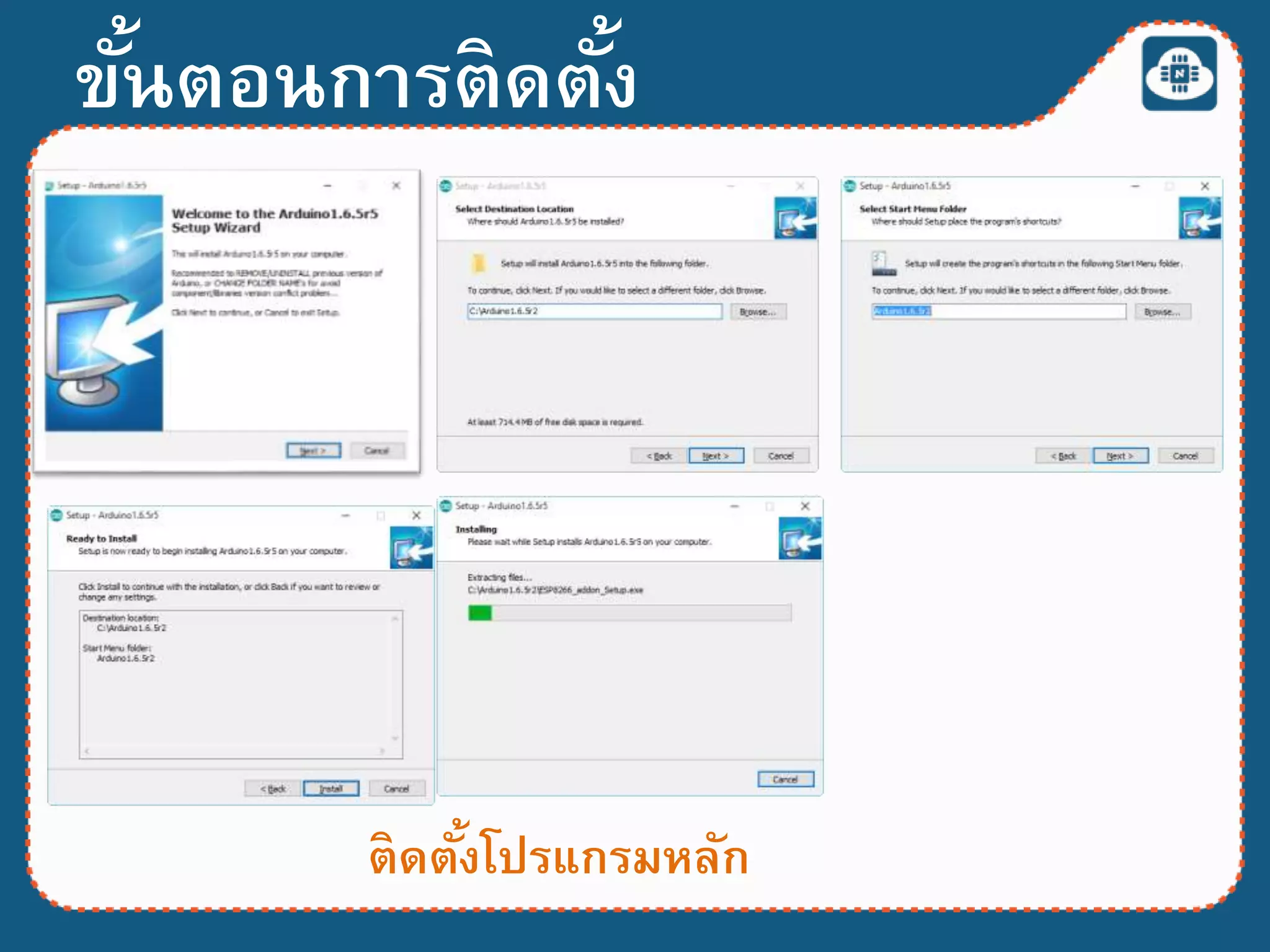 ขั้นตอนการติดตั้ง
ติดตั้งโปรแกรมหลัก
 