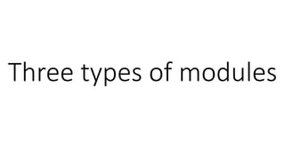 Three types of modules 
 