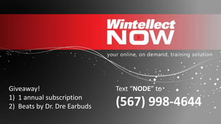 Giveaway!
1) 1 annual subscription
2) Beats by Dr. Dre Earbuds
Text “NODE” to
(567) 998-4644
 