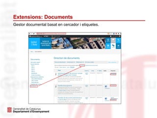 Extensions: Documents
Gestor documental basat en cercador i etiquetes.
 