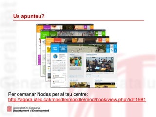 Us apunteu?
Per demanar Nodes per al teu centre:
http://agora.xtec.cat/moodle/moodle/mod/book/view.php?id=1981
 