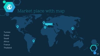 Market place with map
our office
Tunisia
Dubia
Saudi
Africa
France
Thailand
10
 
