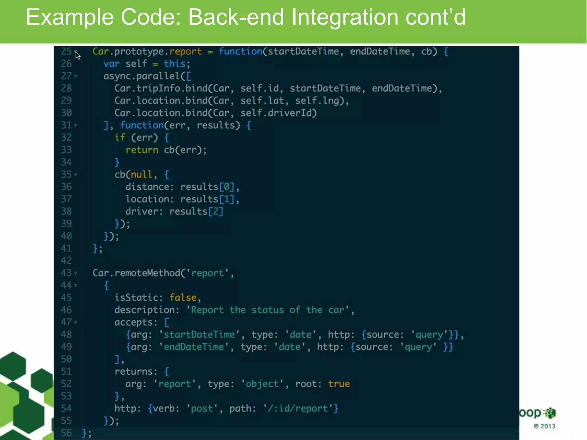 Example Code: Back-end Integration cont’d
 