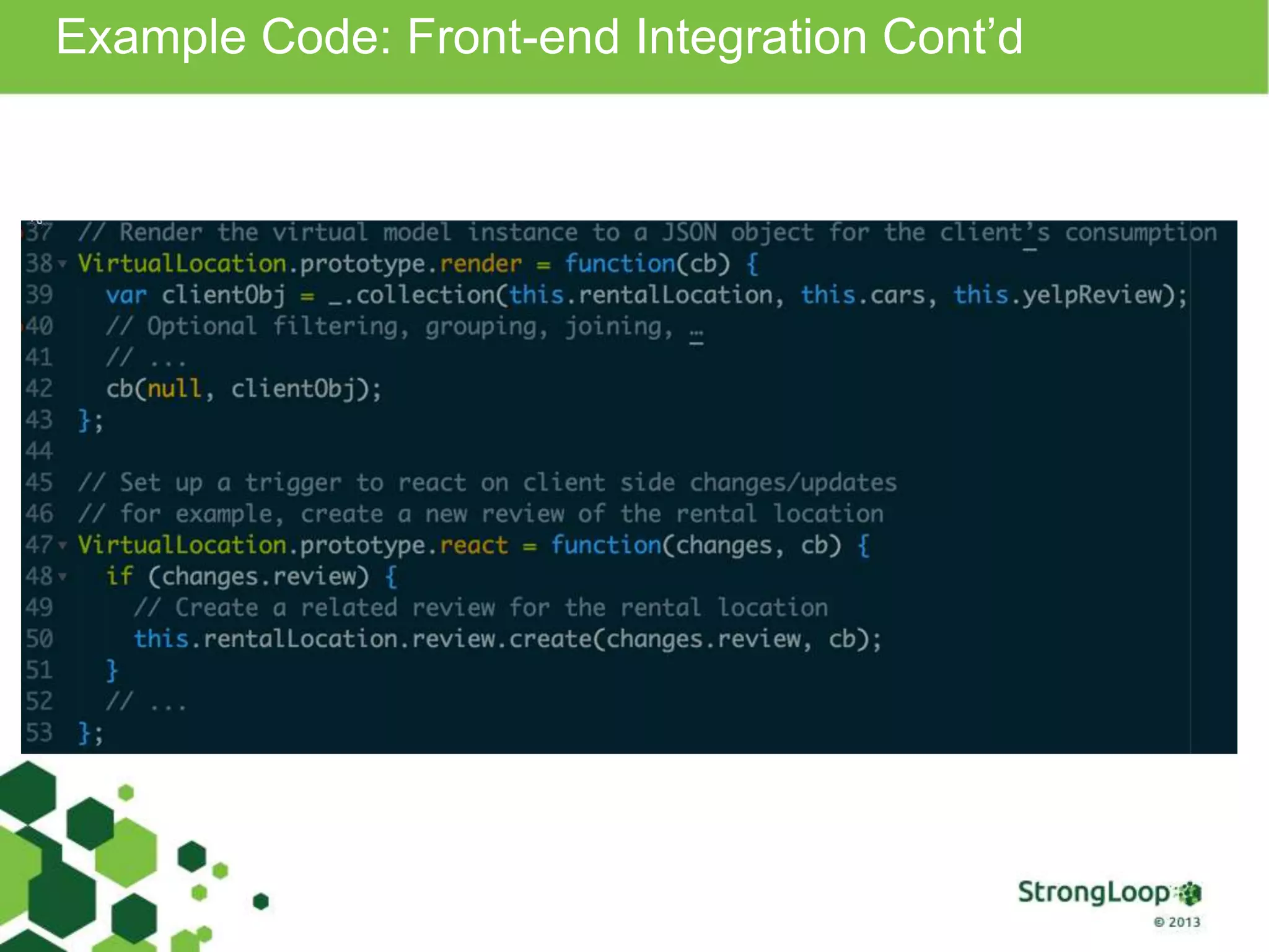 Example Code: Front-end Integration Cont’d
 