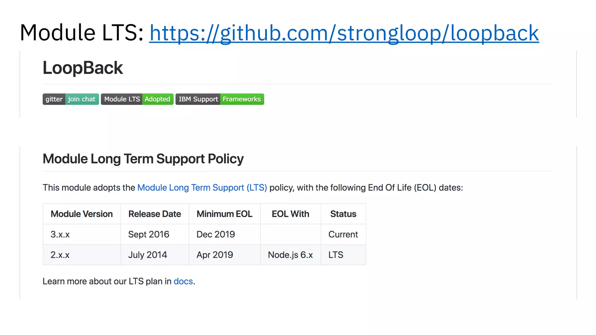 Module LTS: https://github.com/strongloop/loopback
 