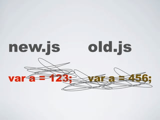 new.js         old.js
var a = 123;   var a = 456;
 