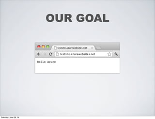 OUR GOAL
Saturday, June 28, 14
 